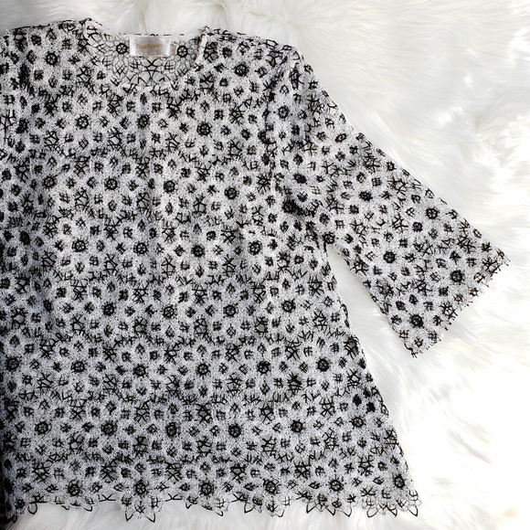 Zimmermann Tops - Zimmerman Black Floral Lace Sheer Blouse Size 0 4